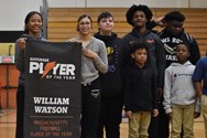 Will Watson III presented with Gatorade Massachusetts Football Player of the Year banner at Springfield Central 